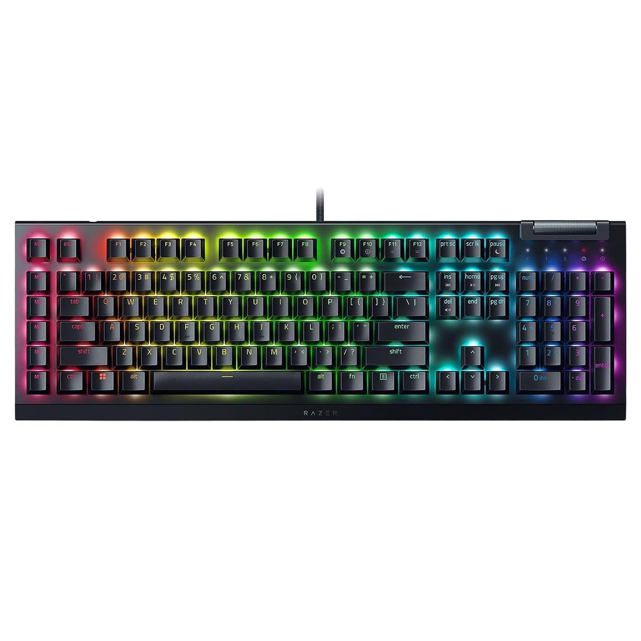 كيبورد BlackWidow V4 X الميكانيكي من Razer / رولر تحكم / اضاءة Chroma RGB / حروف عربية