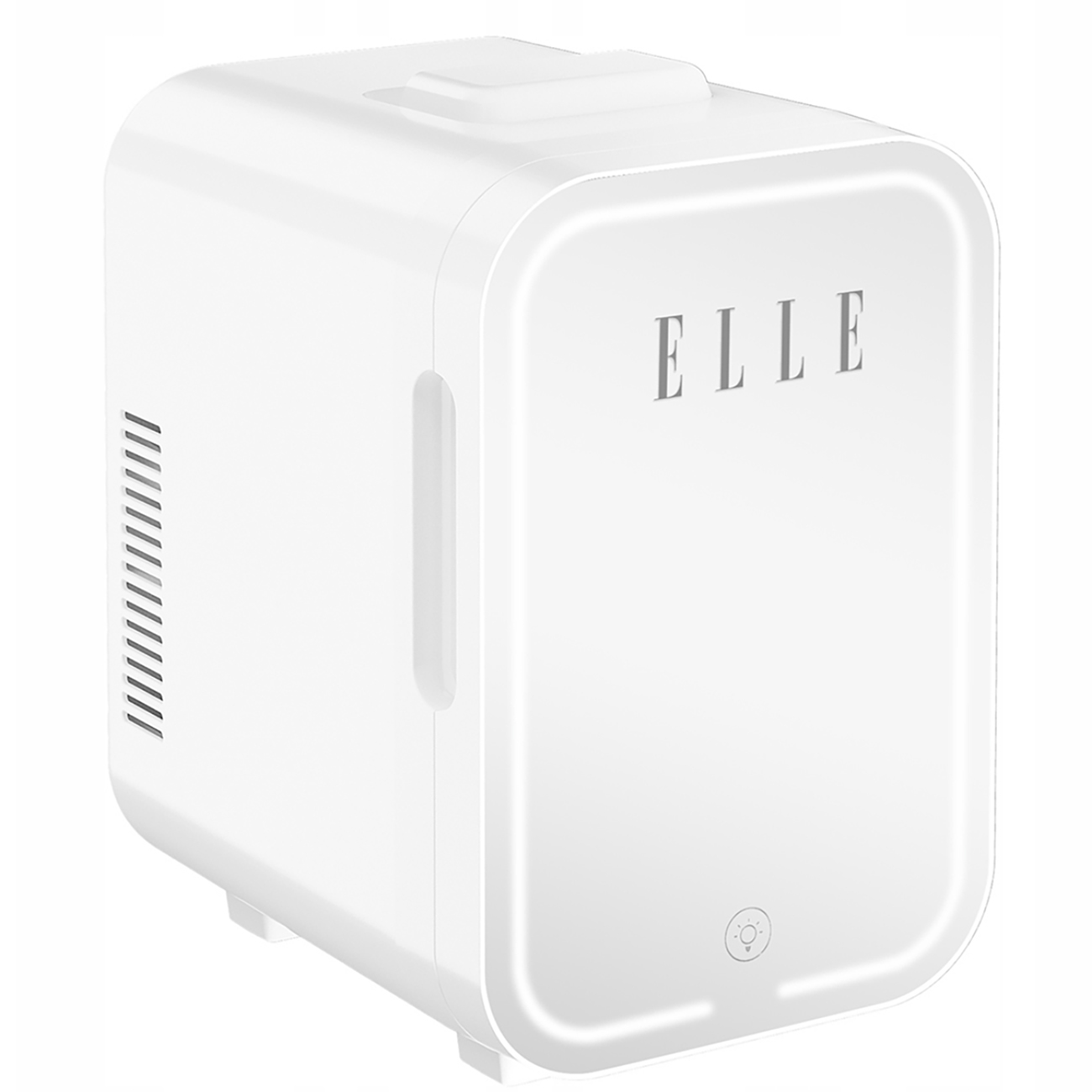 Elle Mini Cooler for Makeup & Car / 8L Capacity / Mirror with LED Light / White