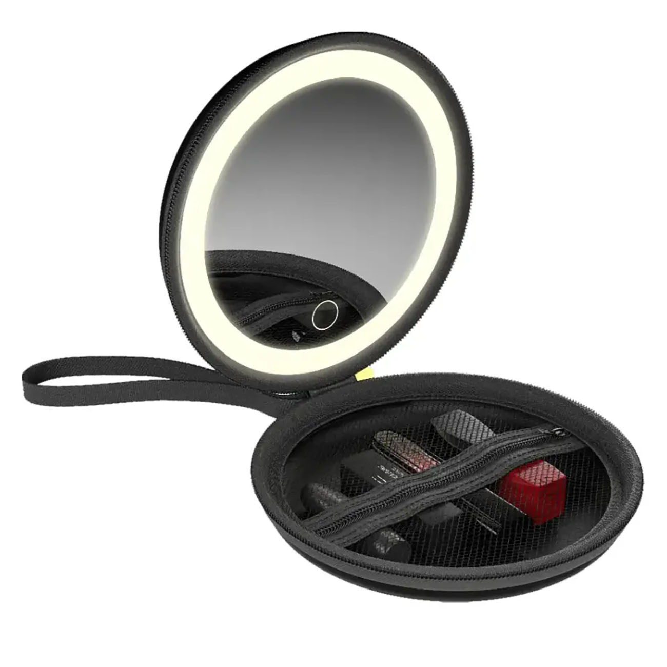 Green Makeup Bag with Mirror / LED Light / 3 Brightness Levels / Compact & Portable