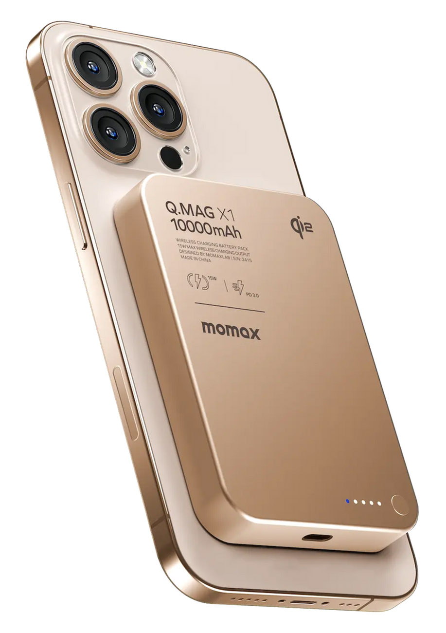 Momax Q.MAGX1 QI2 2nd Gen Power Bank / 10,000mAh Capacity / Supports MagSafe / Sandstone