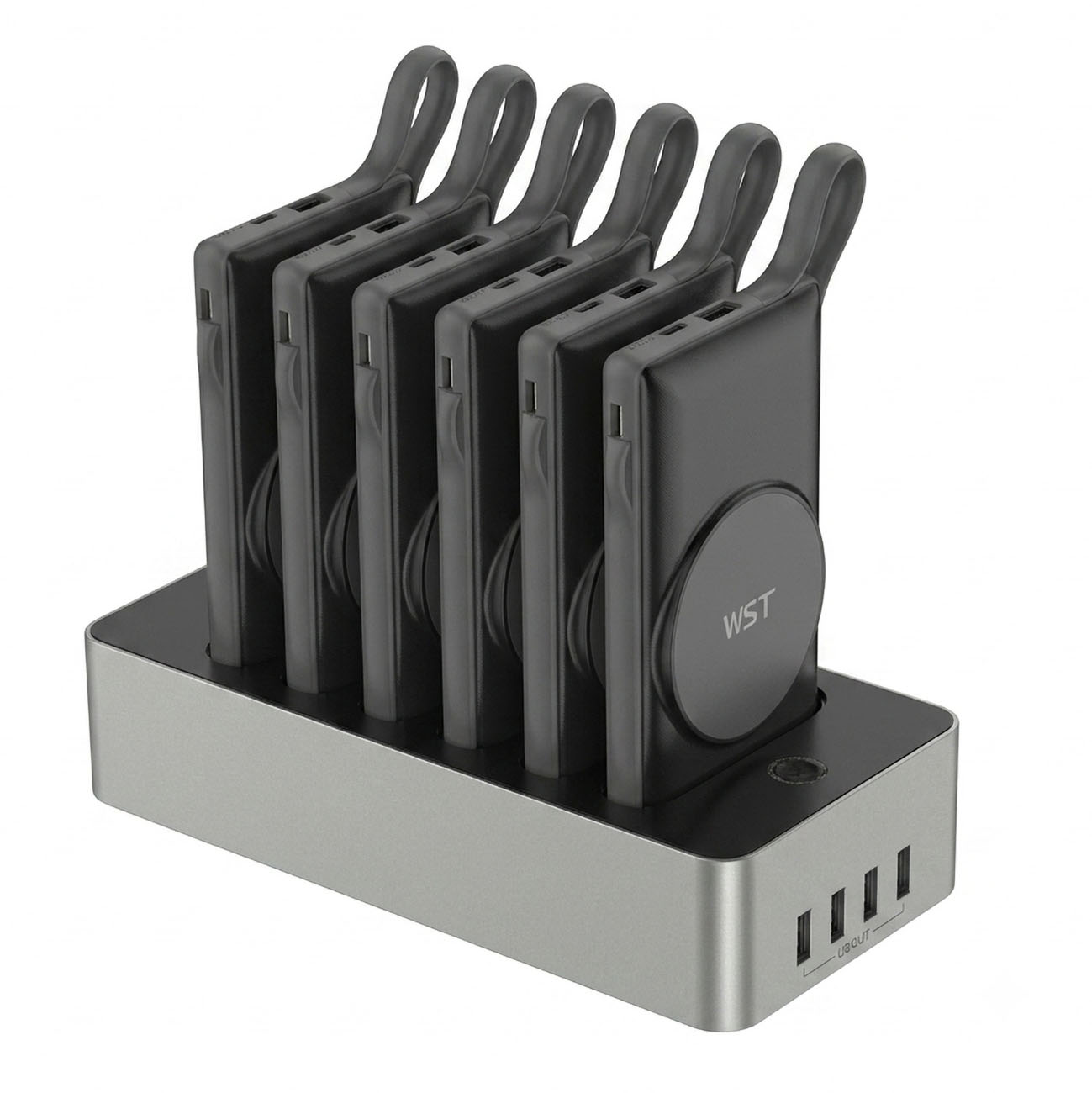 WST 6-in-1 Power Bank Docking Station / 10,000mAh Capacity / Supports Wireless Charging / Black