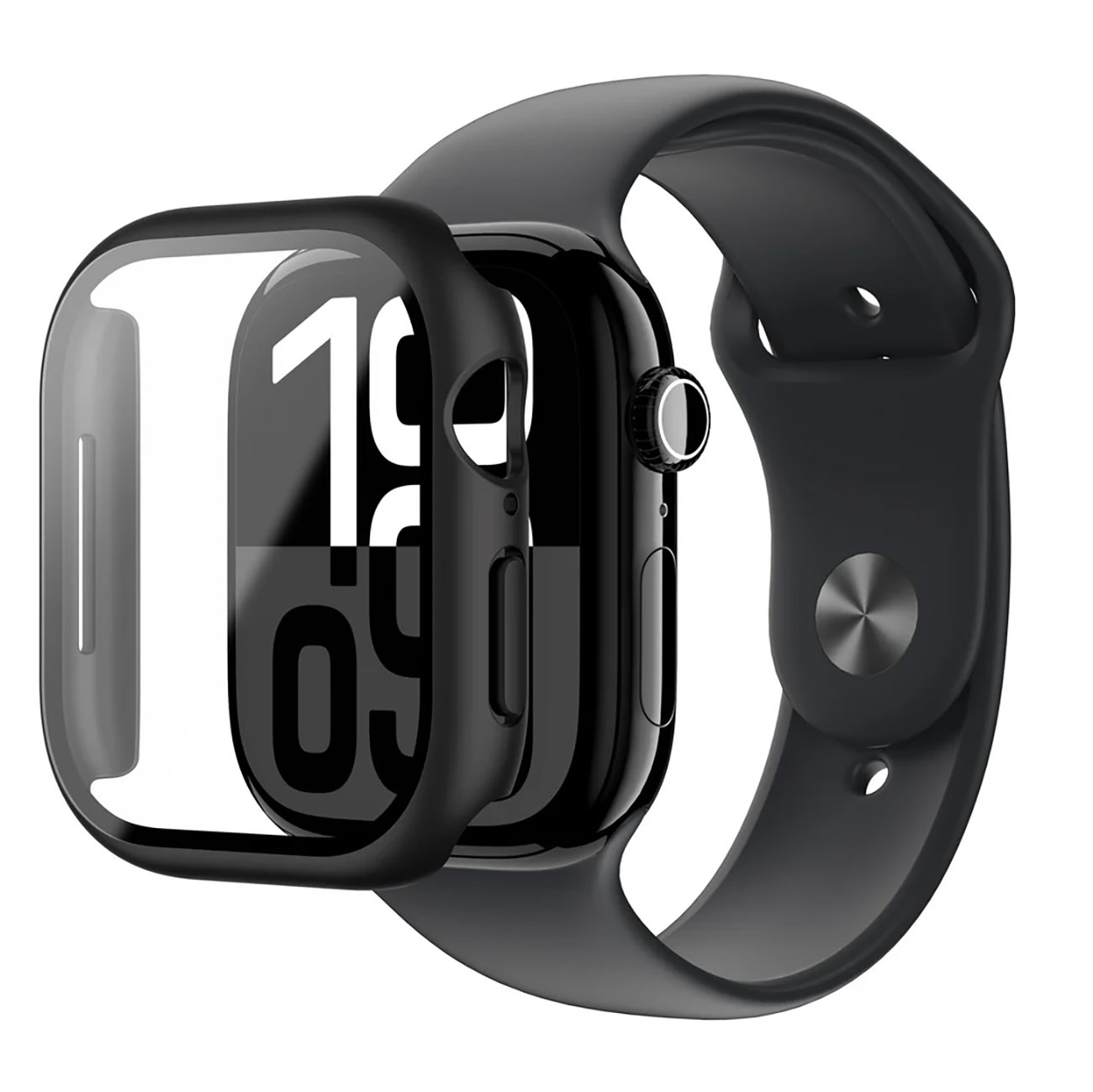 كفر اسود + حماية AmazingThing Radix لساعة ابل 10 / حجم 42 / ضد الطيحات و الخدوش