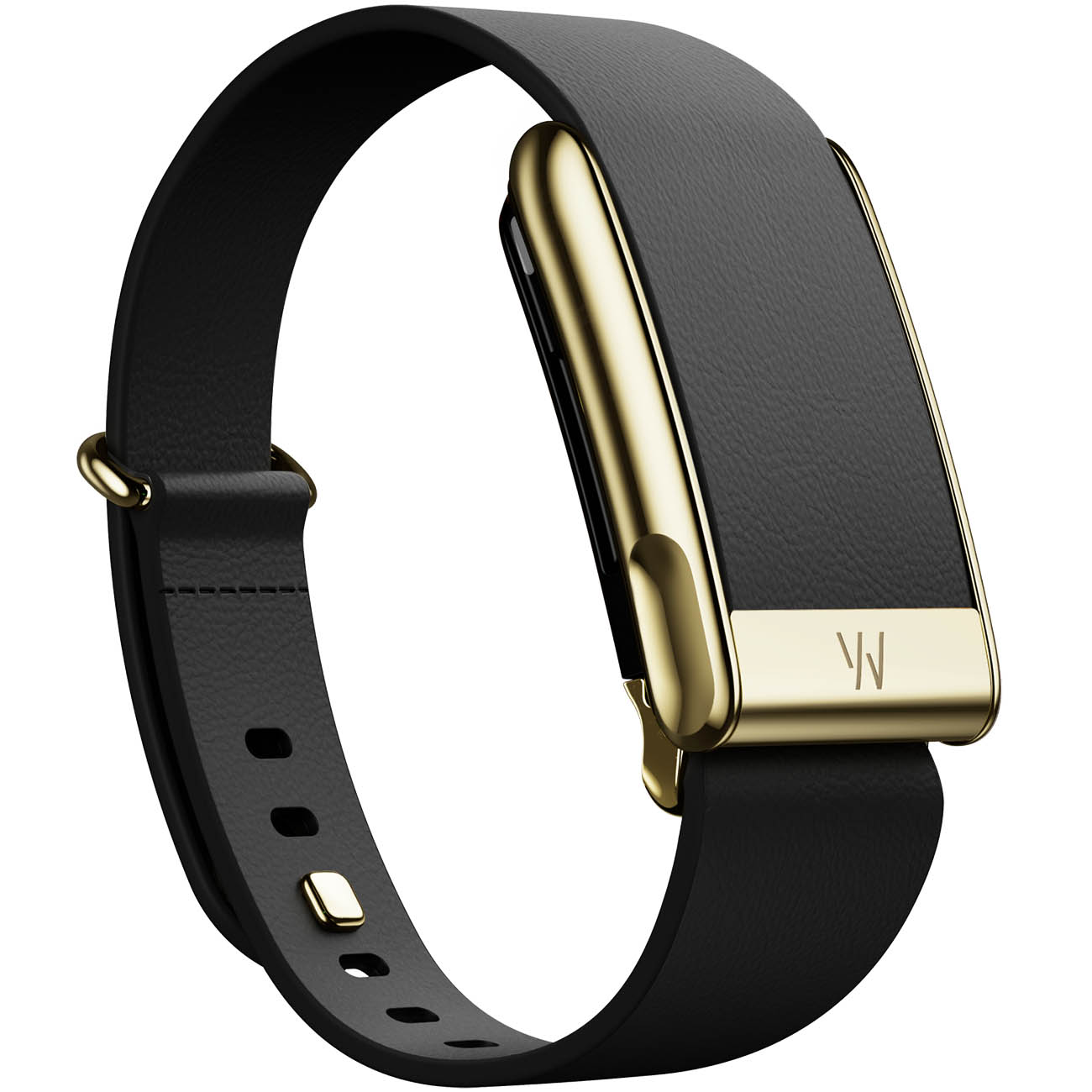 سير LeatherLuxe Tapered Band يدعم Whoop 5 MG / حجم كبير / اسود مع اطار ذهبي