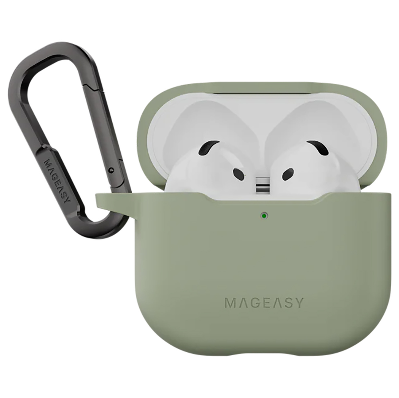 كفر Mageasy لسماعة ابل AirPods 4 / تصميم انيق / يحمي من الطيحات / لون Desert Green