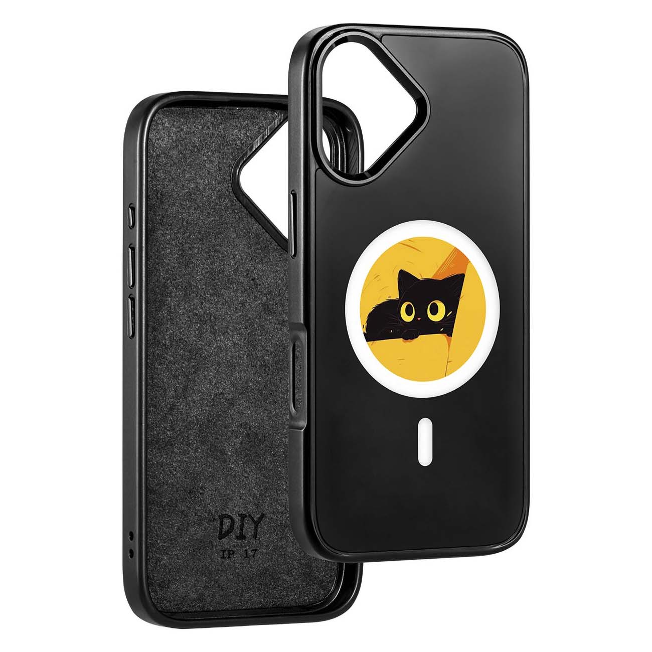 كفر NFC لايفون 17 / مع شاشة حبر رقمية دائرية / تحكم من الجوال / اسود 