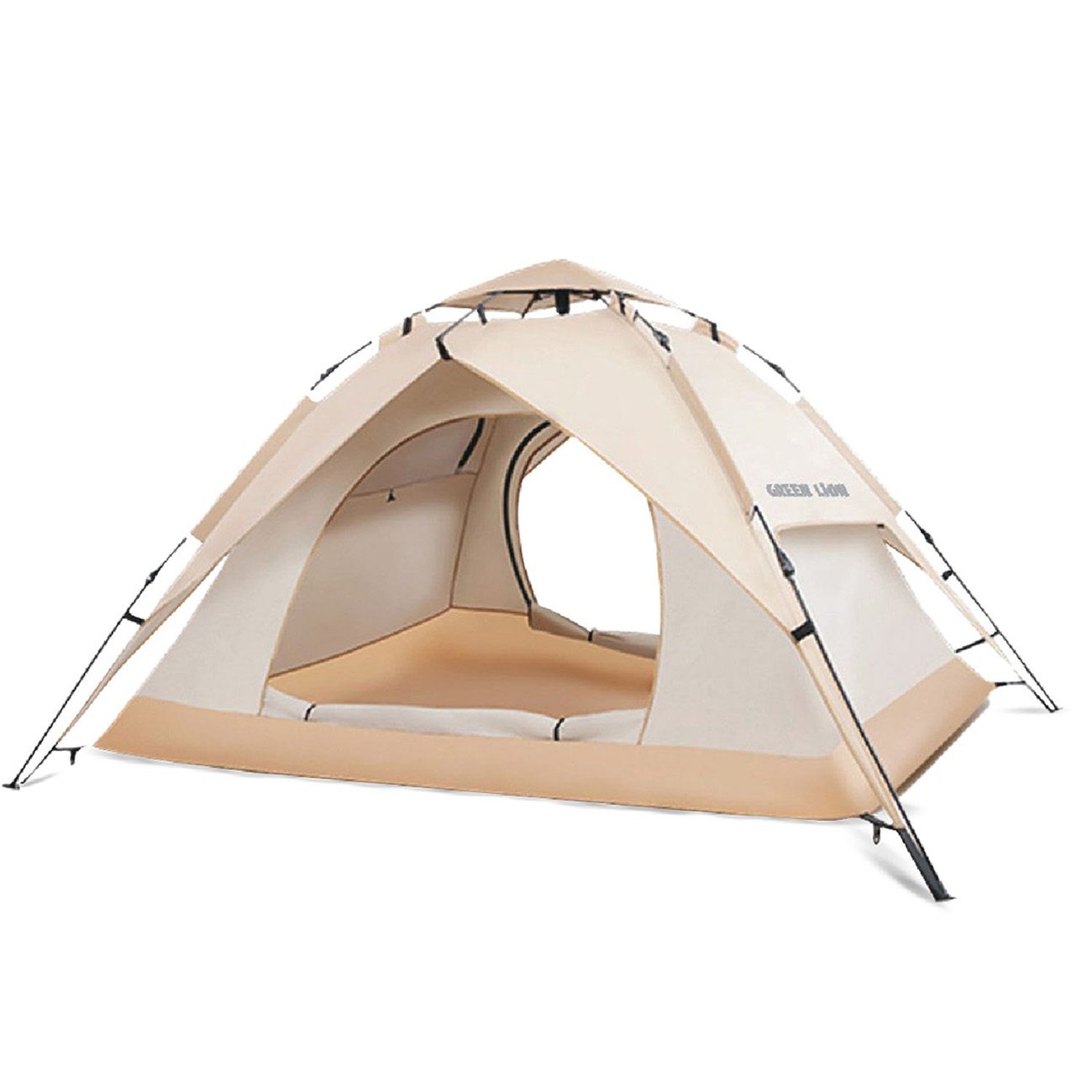 Green Camping Tent / For 3–4 People / Waterproof / UV Protection