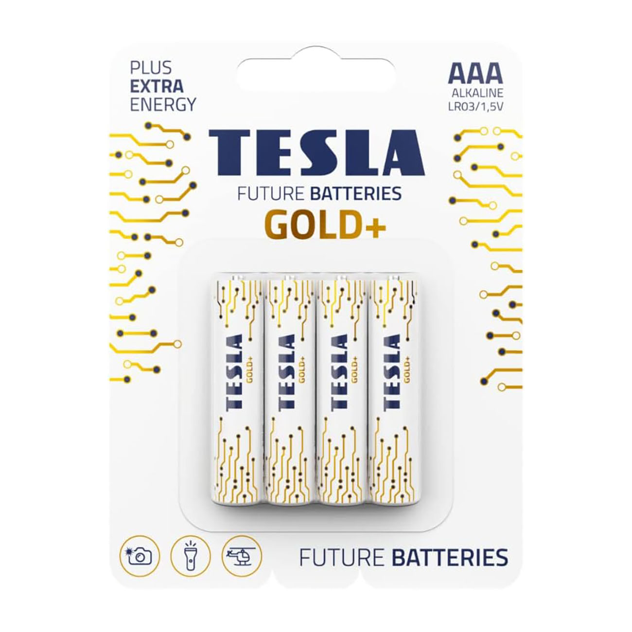 TESLA Gold+ AAA Batteries / Pack of 4