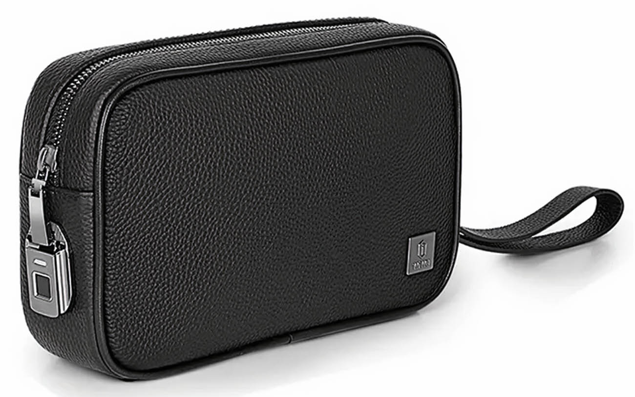 WiWU Master Handbag / With Fingerprint Lock / Waterproof / Black Leather