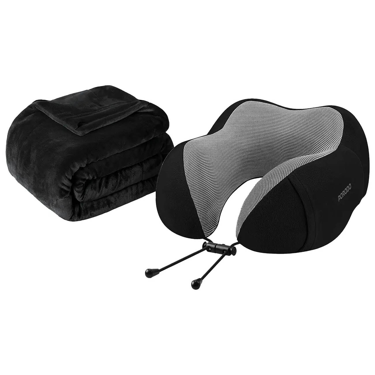 وسادة رقبة مع بطانية للسفر من بورودو / قماش ناعم / جيب تخزين مدمج 