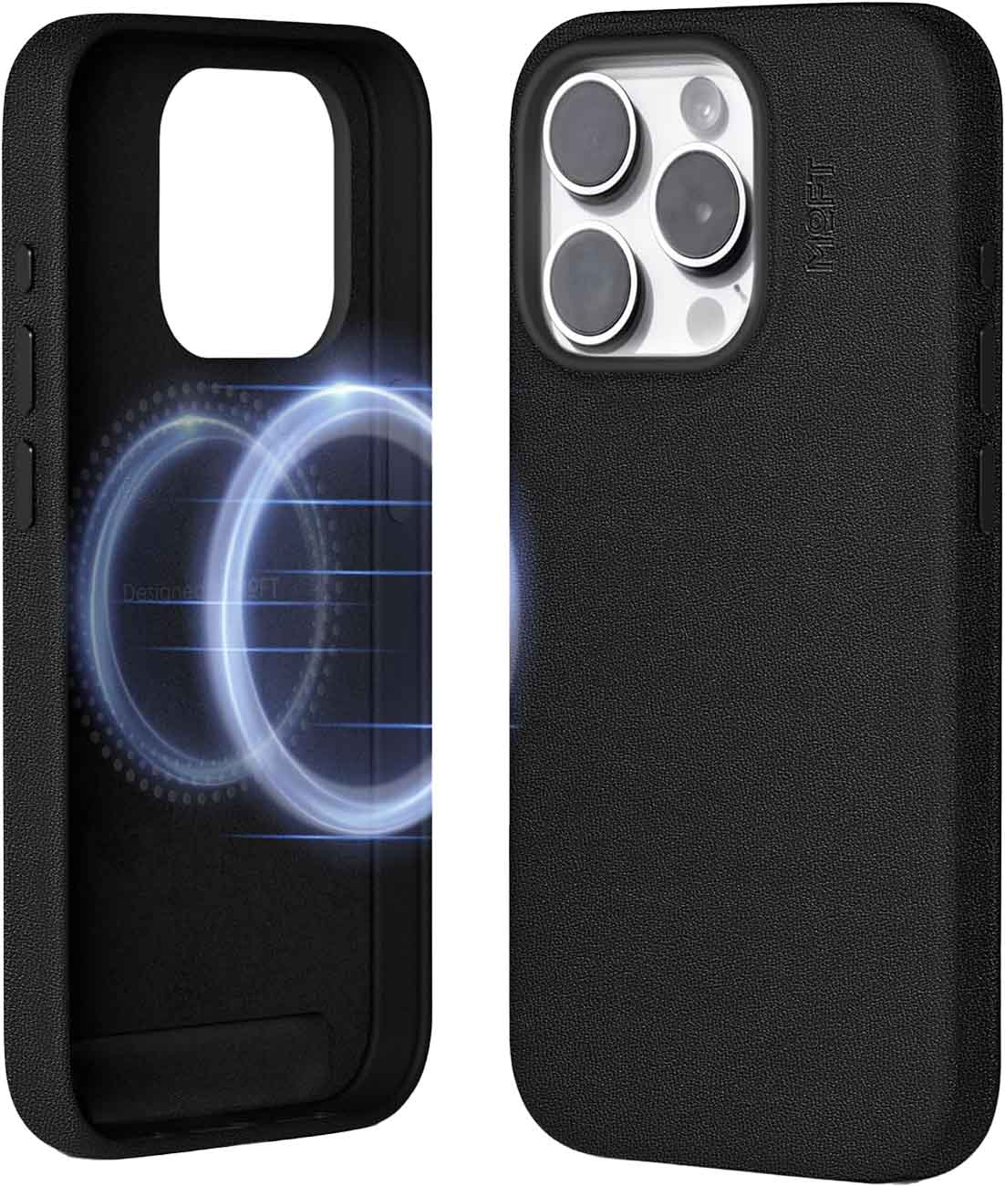 Moft Snap Case for iPhone 15 Pro / Drop Resistant / MagSafe / Vegan Leather / Black