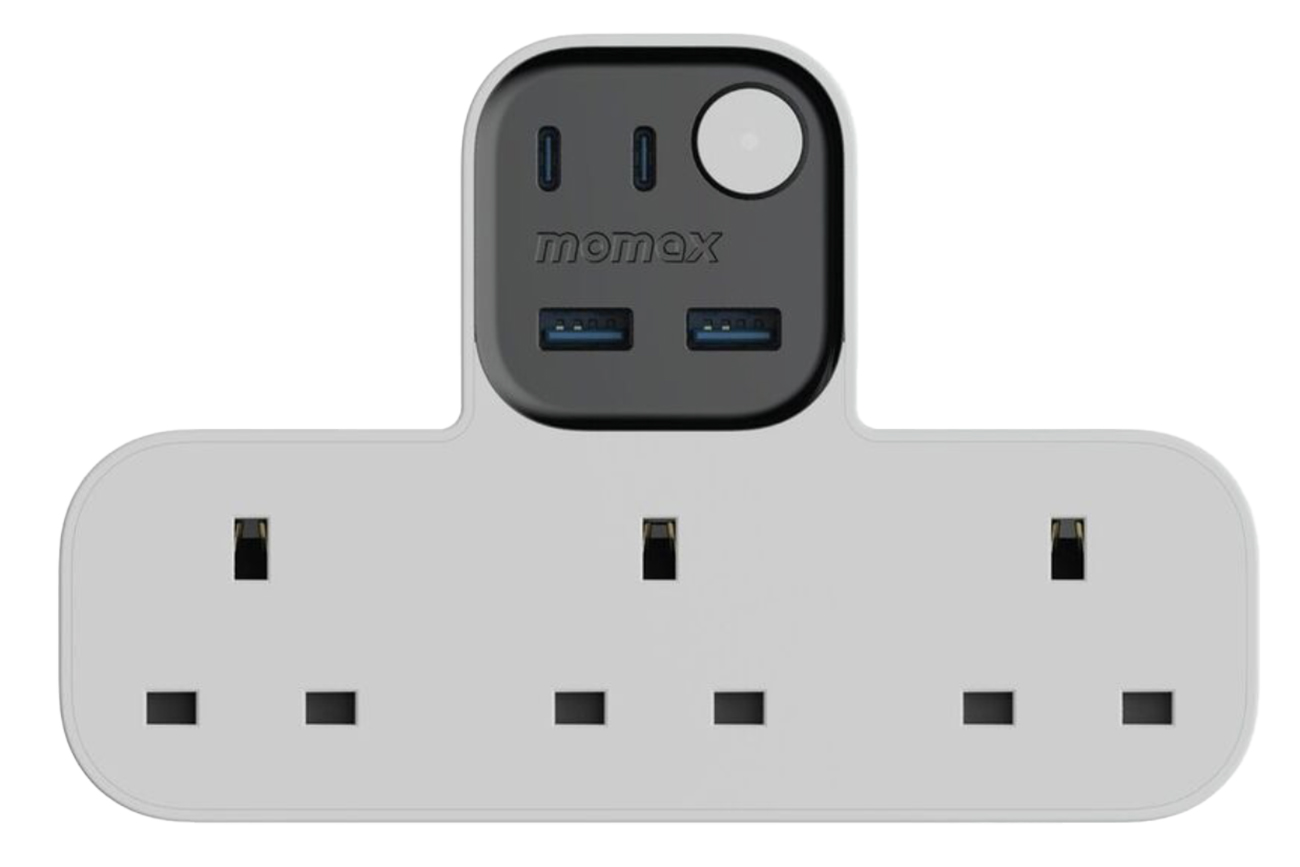 Momax 1-Charger Flow Power Strip / 3 AC Sockets + 2 Type-C Ports + 2 USB Ports / 35W Power