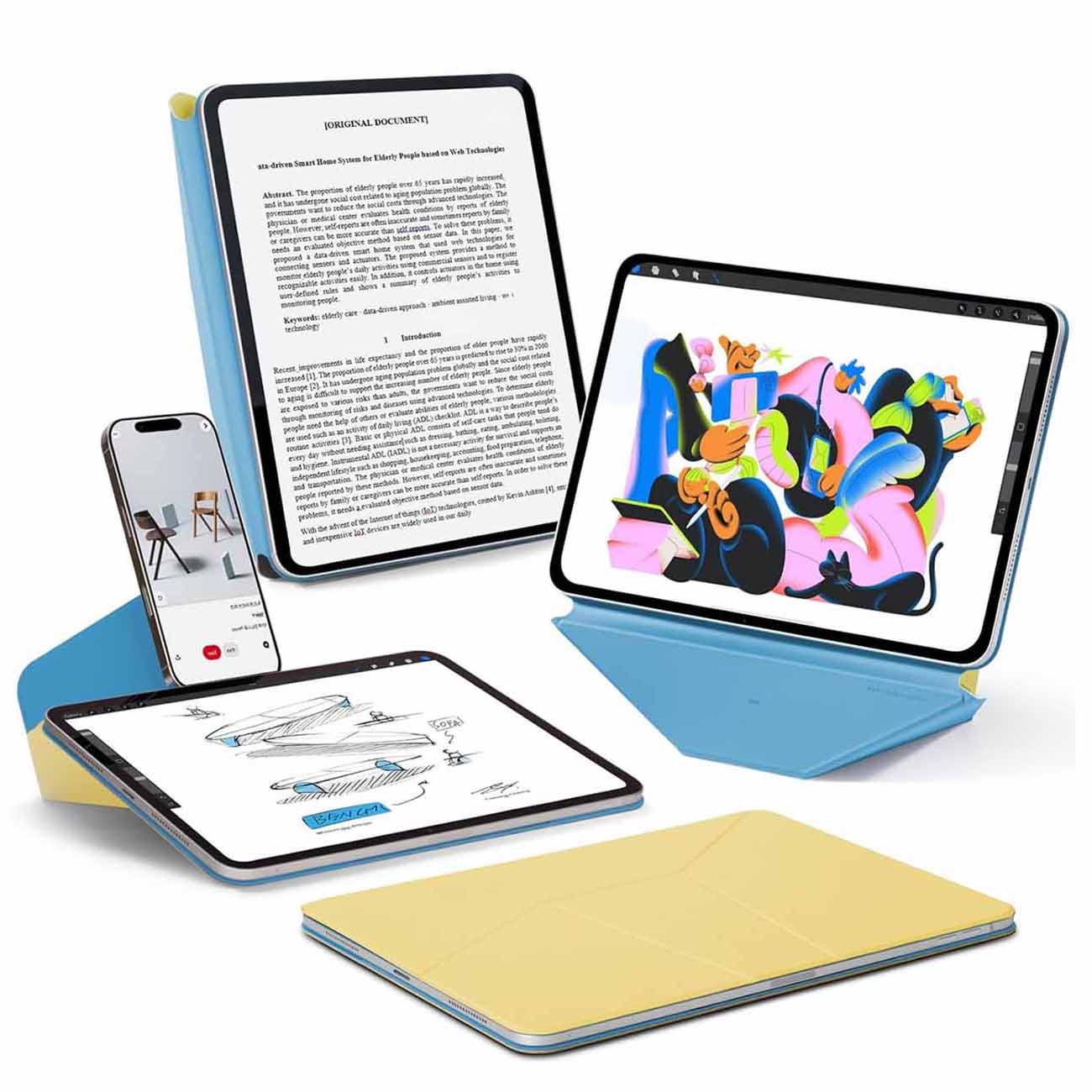 MOFT Dynamic Folio Case for iPad Pro 11 inch M5 / With Phone Stand / Multi-Position / Wonder Yellow