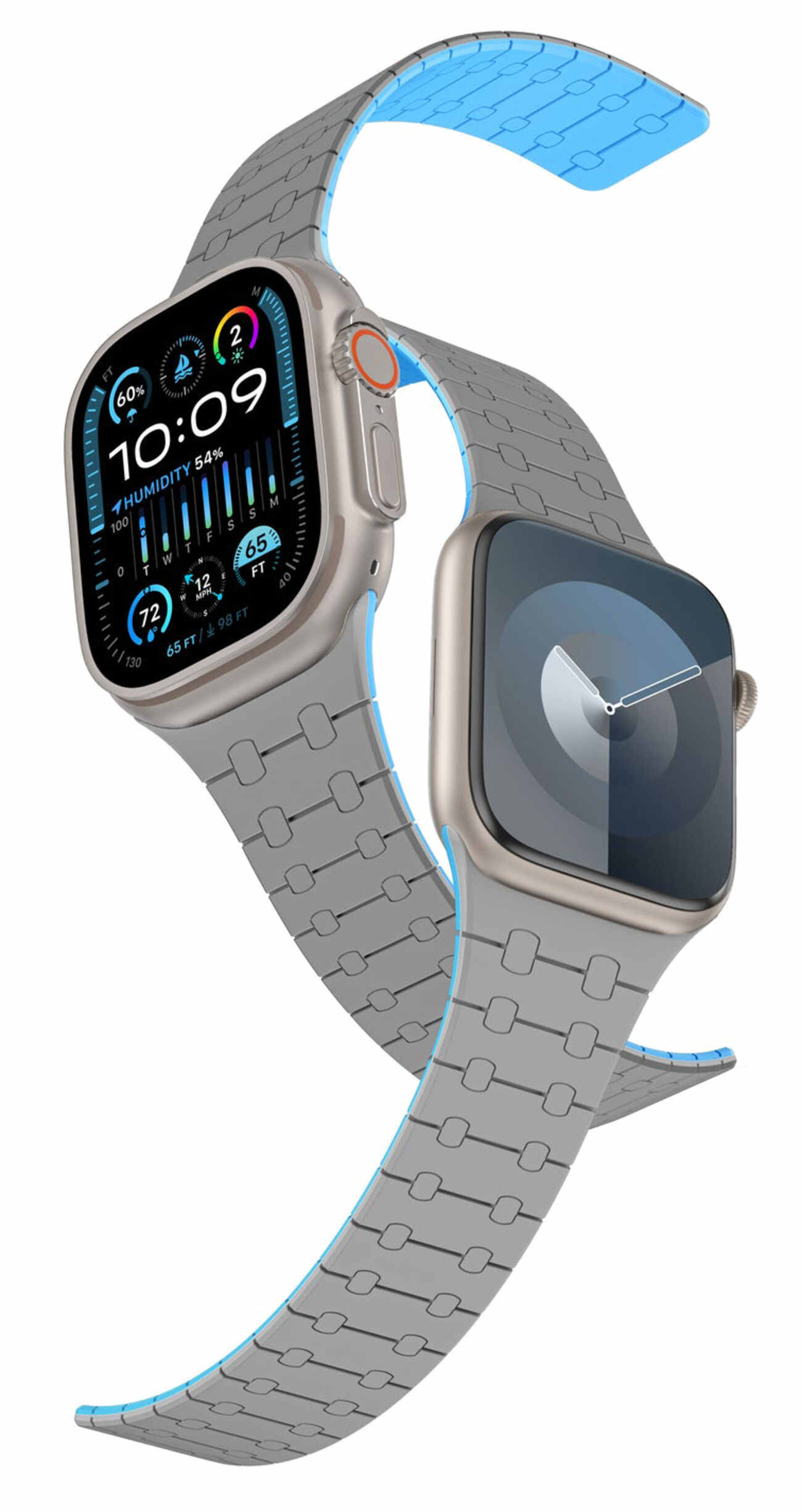 سير AmazingThing Smoothie المغناطيسي / حجم 45 و 49 / مقاوم للماء / رمادي و ازرق