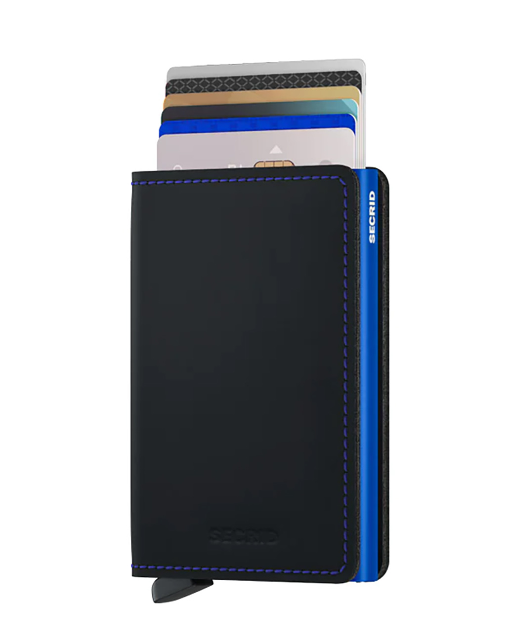 Secrid Slimwallet Card Holder / RFID Protection / Matte Leather / Elegant Design / Black & Blue