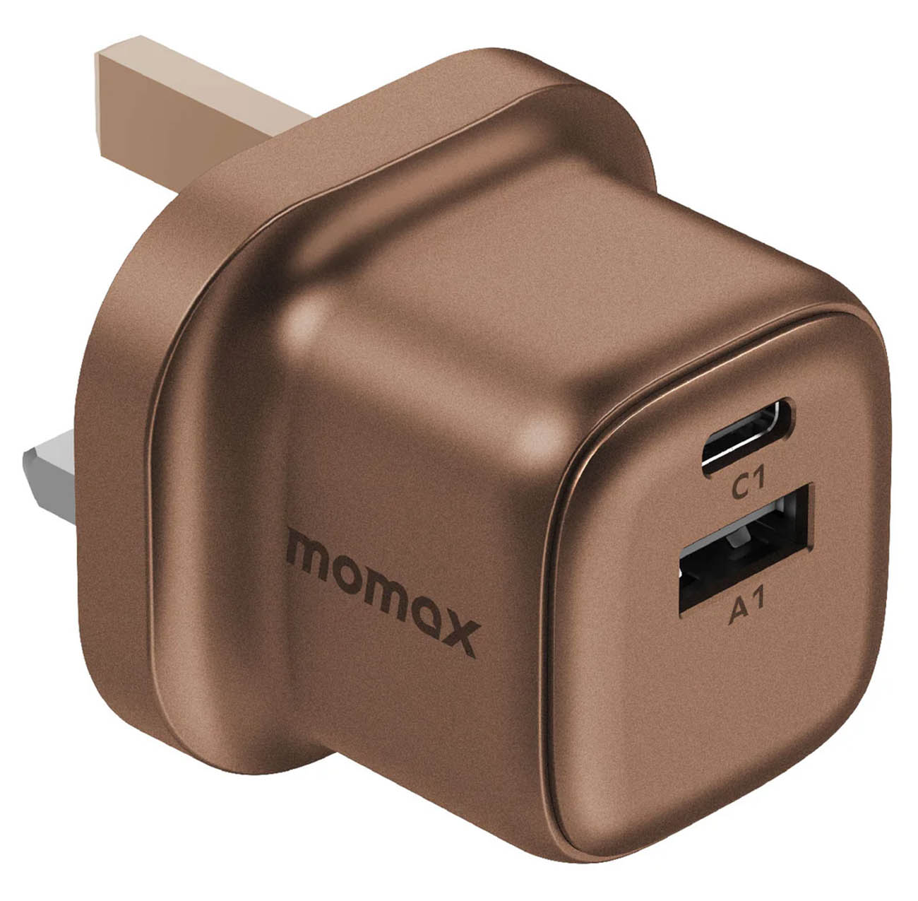 شاحن Momax 1-Charge GaN / مع مدخل تايب سي و USB / قوة 30 واط / لون Sandstone