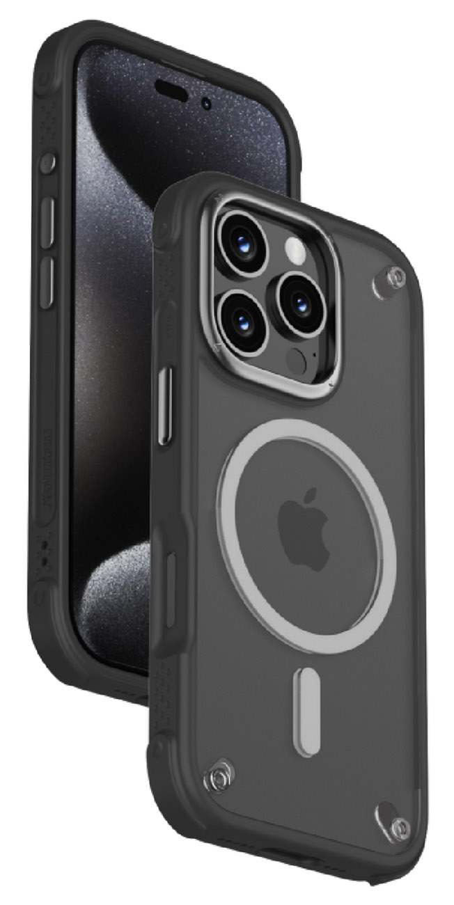 كفر Momax Air لايفون 16 برو ماكس / يدعم MagSafe / ضد الطيحات / شفاف مع اطار اسود