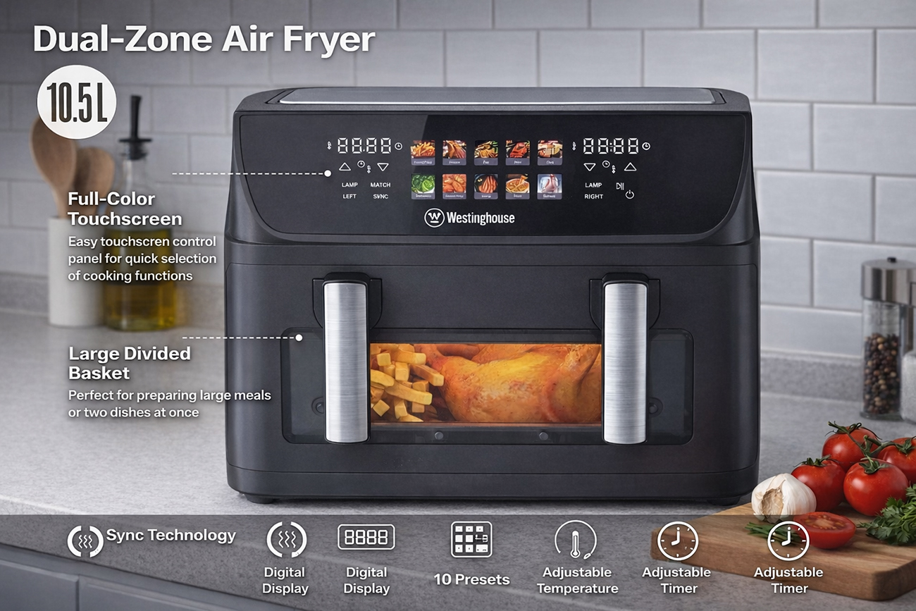 Westinghouse Airfryer - 5.5 L - Noir - Electroménager