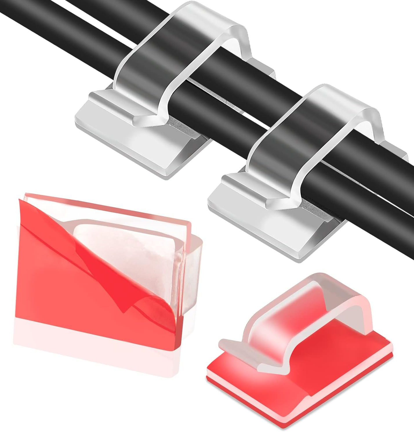 Adhesive Cable Organizer / Flexible & Small / 60 Pieces / Transparent