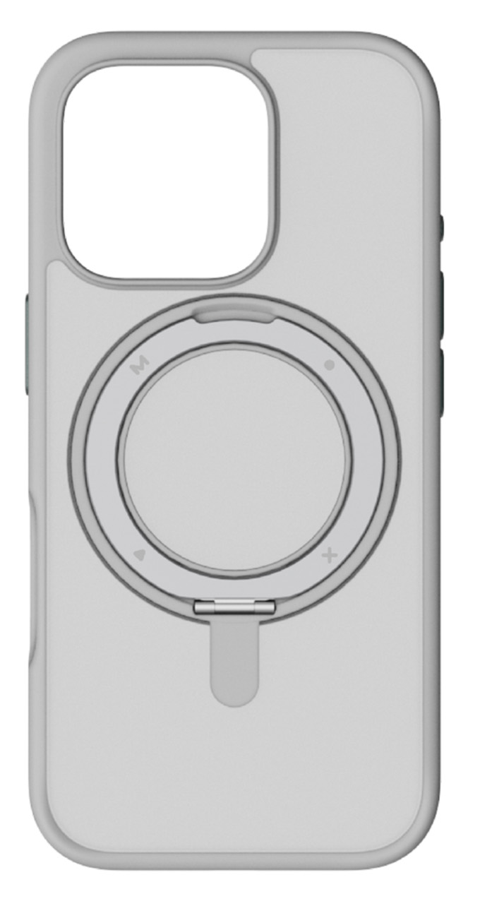 Momax Roller Case for iPhone 16 Pro / Built-in Stand & Grip / MagSafe / Drop Resistant / Grey