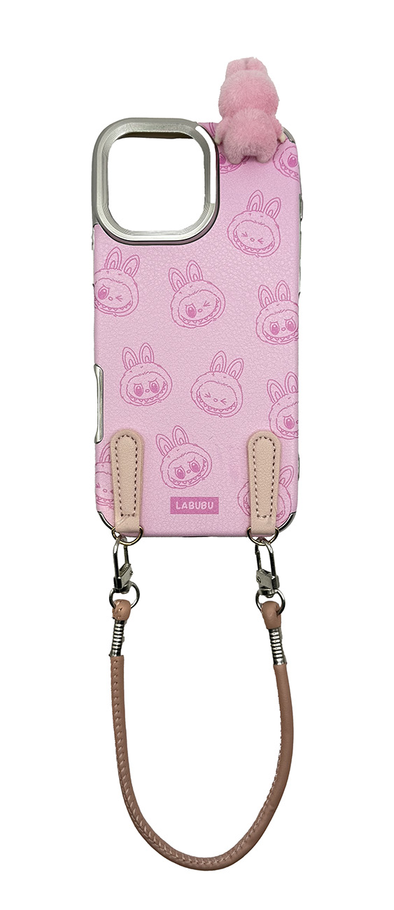 Labubu Case for iPhone 16 Pro Max / With Wrist Strap / 3D Design / Drop & Scratch Resistant / Pink