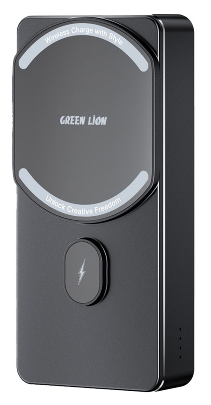 Green Milton Magnetic Power Bank / 10,000 mAh / Support MagSafe / 15W Power / Black
