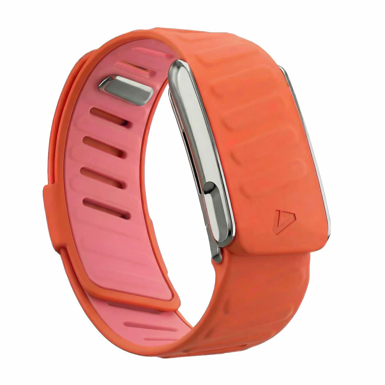 Dash Strap For Whoop 5 MG / Soft Silicone / Coral with Shiny Silver Frame