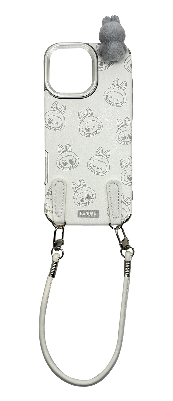 Labubu iPhone 16 Pro Case / With Wrist Strap / 3D Design / Drop & Scratch Resistant / White