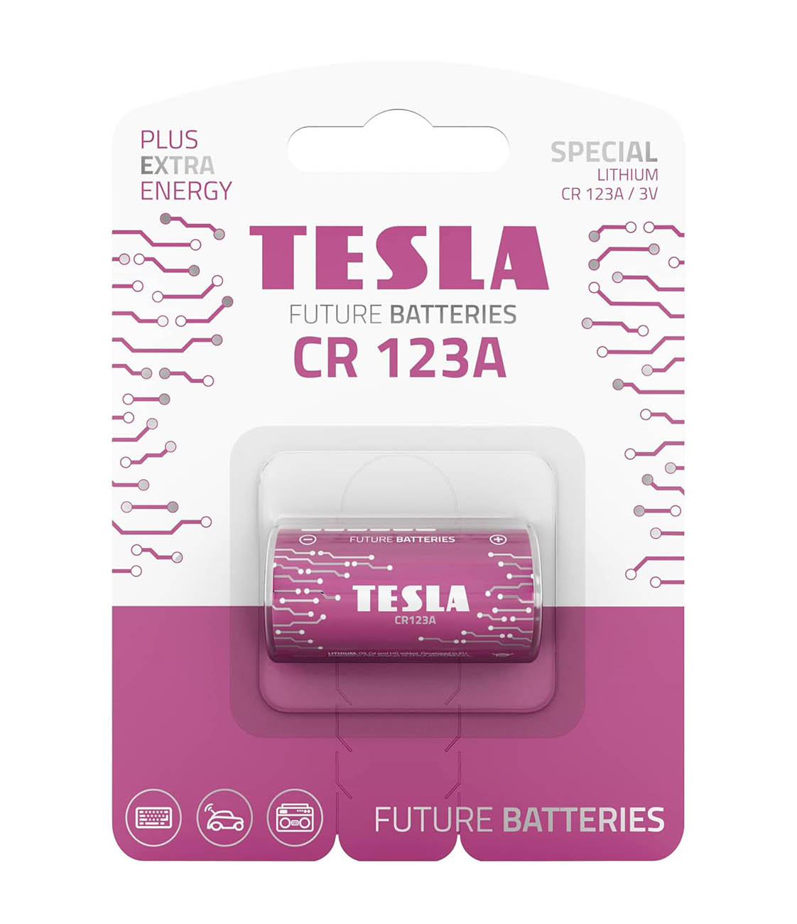 بطارية TESLA ليثيوم نوع CR 123A / قابلة لاعادة الشحن