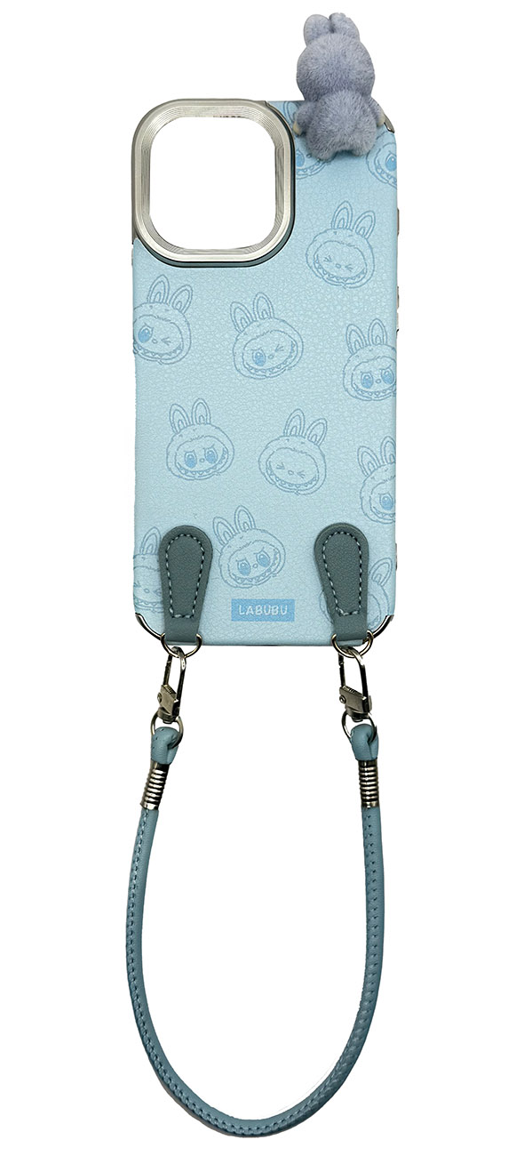 Labubu iPhone 15 Pro Case / With Wrist Strap / 3D Design / Drop & Scratch Resistant / Blue