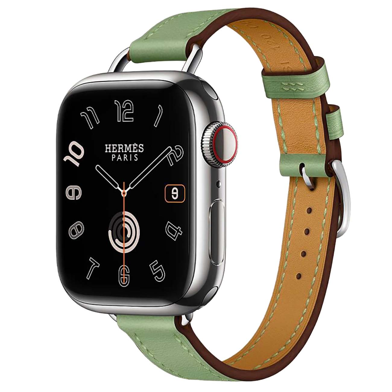 Hermes Apple Watch Series 11 / Steel with Vert Criquet Leather