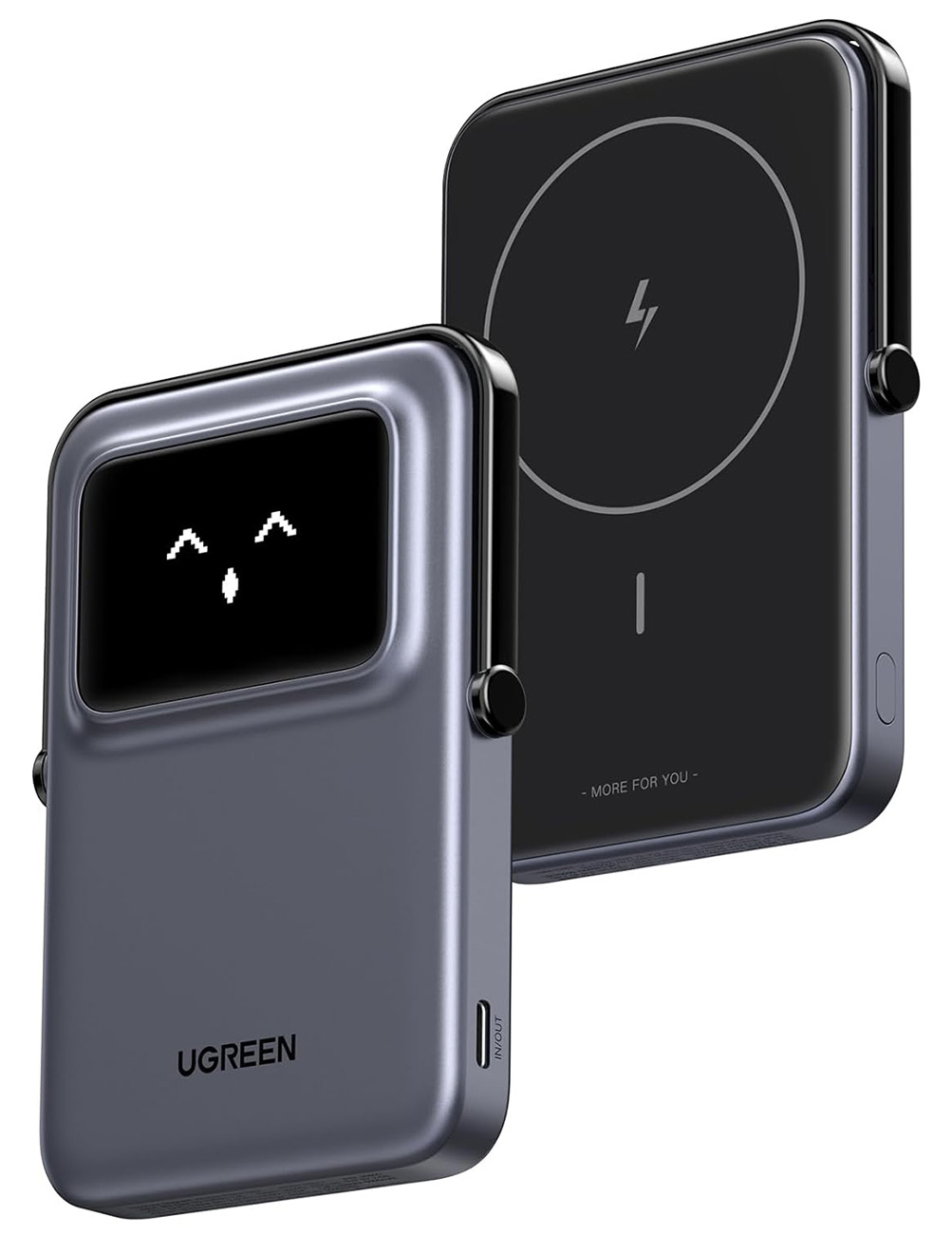 بطارية UGreen Uno المغناطيسية / سعة 5000 mAh / قوة 20 واط / ستاند مدمج / تصميم لطيف / اسود