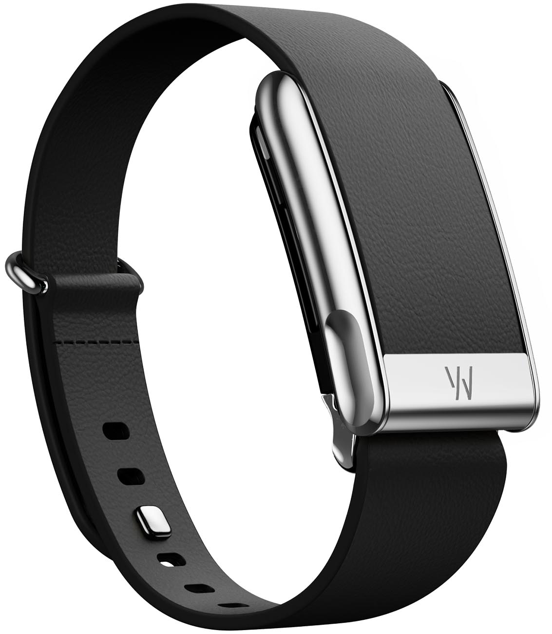 سير LeatherLuxe Tapered Band يدعم Whoop 5 MG / حجم كبير / اسود مع اطار تيتانيوم