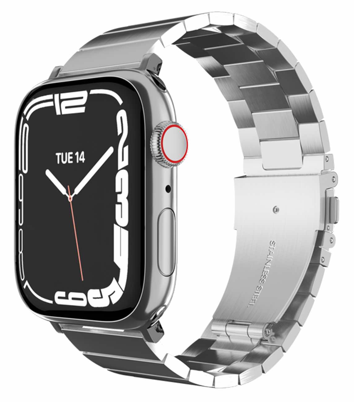 سير MagEasy Maestro لساعة ابل / ستيل فخم / حجم 42 و 44 و 45 و 49 / فضي