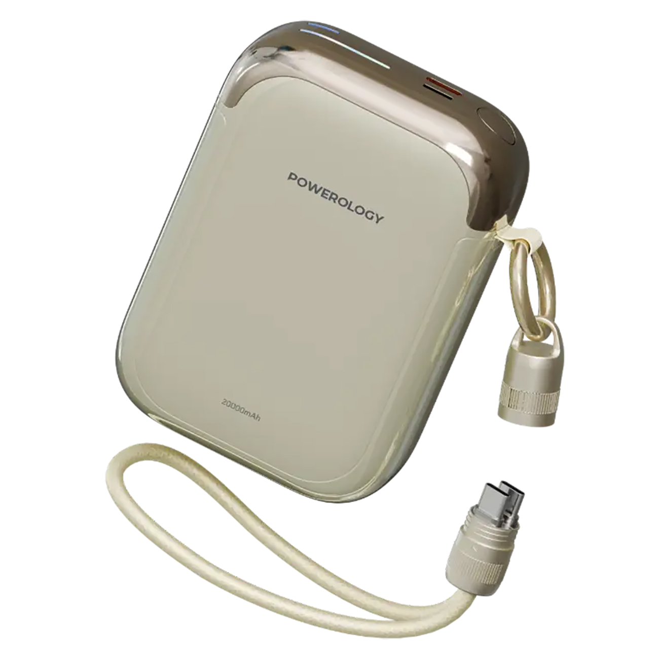 Powerology Power Bank 20,000 mAh / with Type-C cable / Type-C Port & Lightning Port / 22.5W / Beige