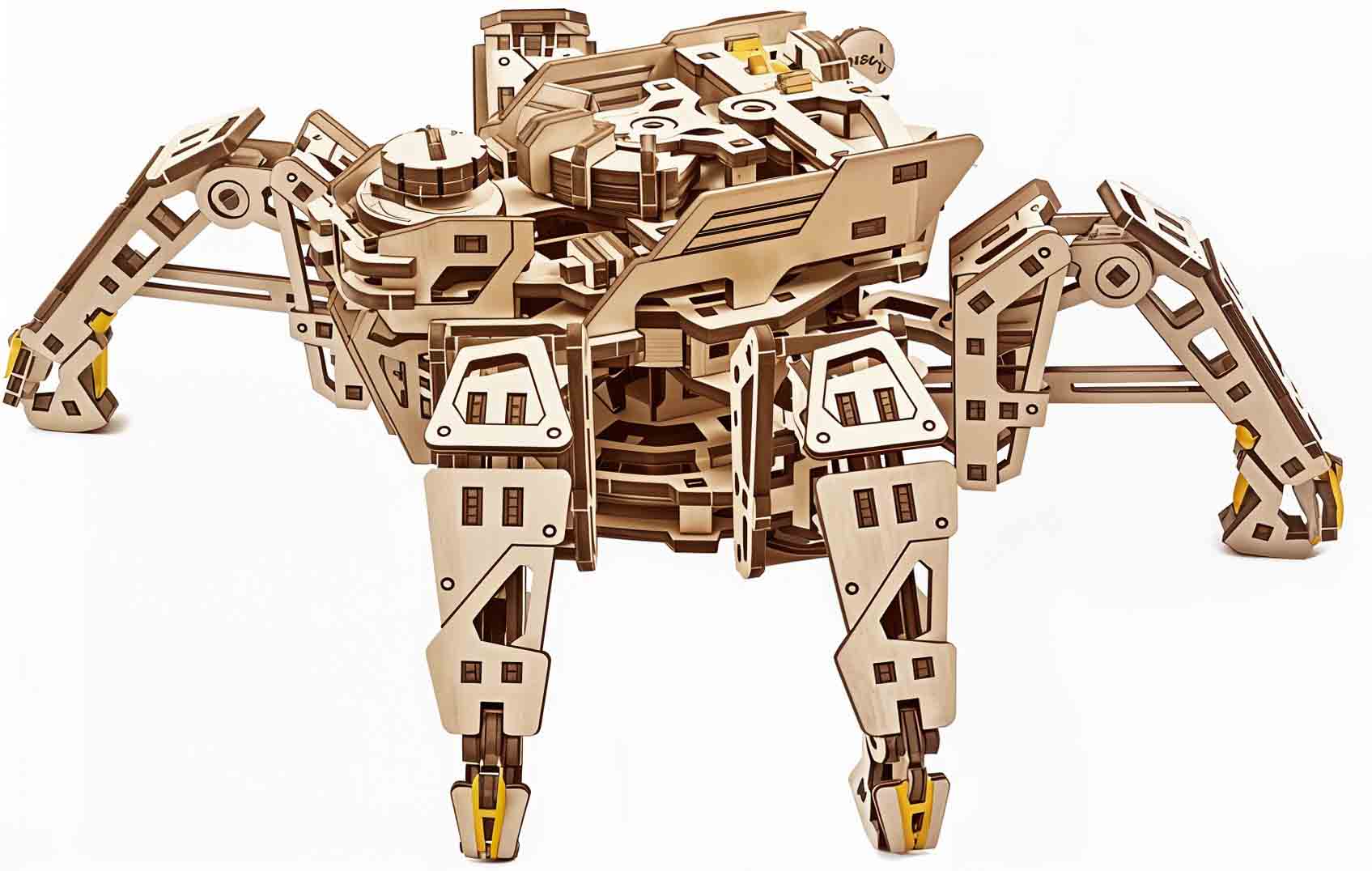 لعبة تركيب ميكانيكية من Ugears / قطع خشبية / تصميم 3D جميل / Hexapod