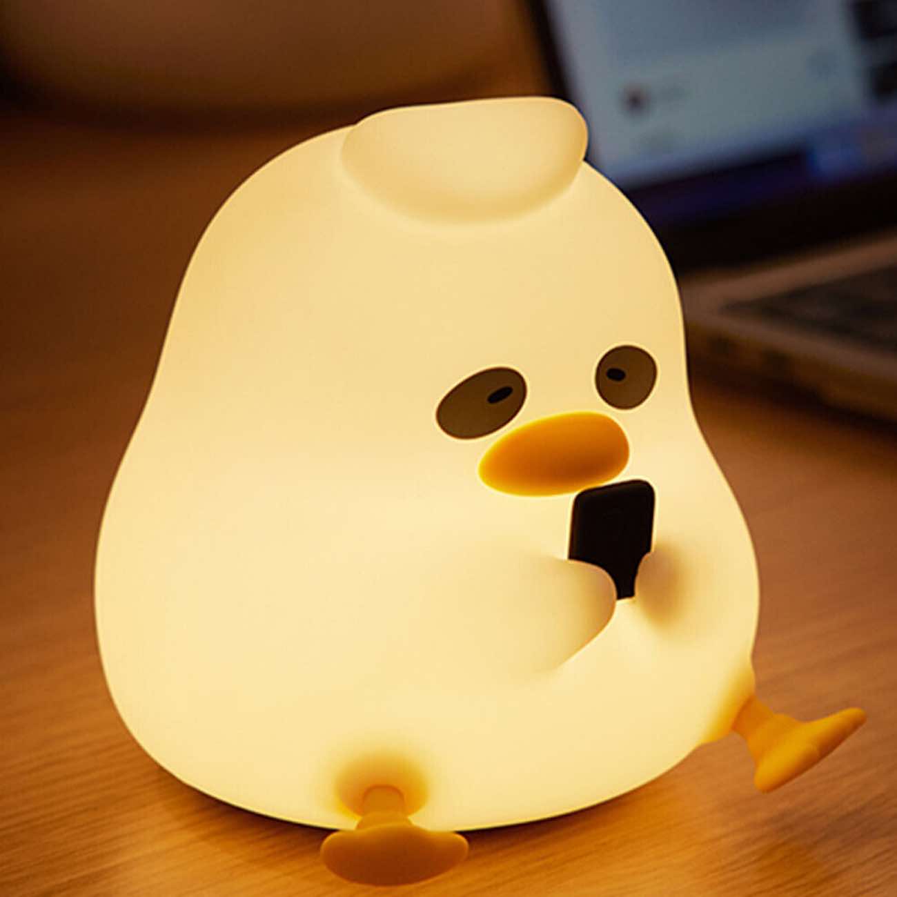 Cute Dark Circle Duck Light / Soft Silicone / Squeezable / Battery-Powered