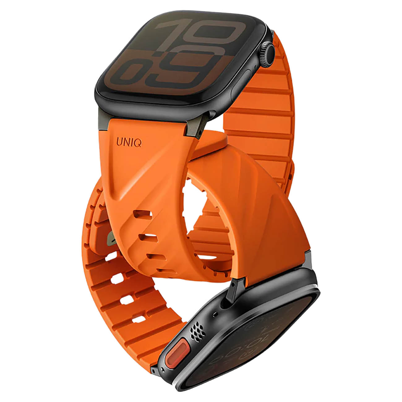 UNIQ Fluo Apple Watch Strap / Supports 40 to 49 mm / Magnetic / Soft Silicone / Orange