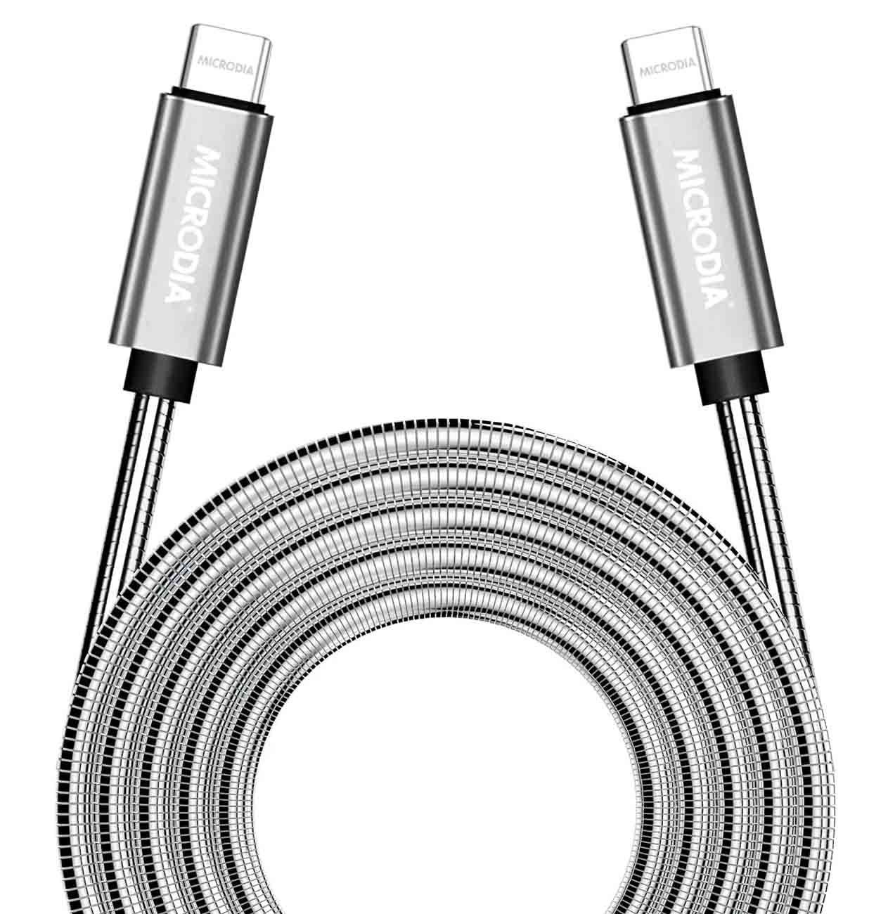Microdia ExeCable Steel / Type-C to Type-C / 60W Power / Fast Charging / 1.3 Meter / Silver