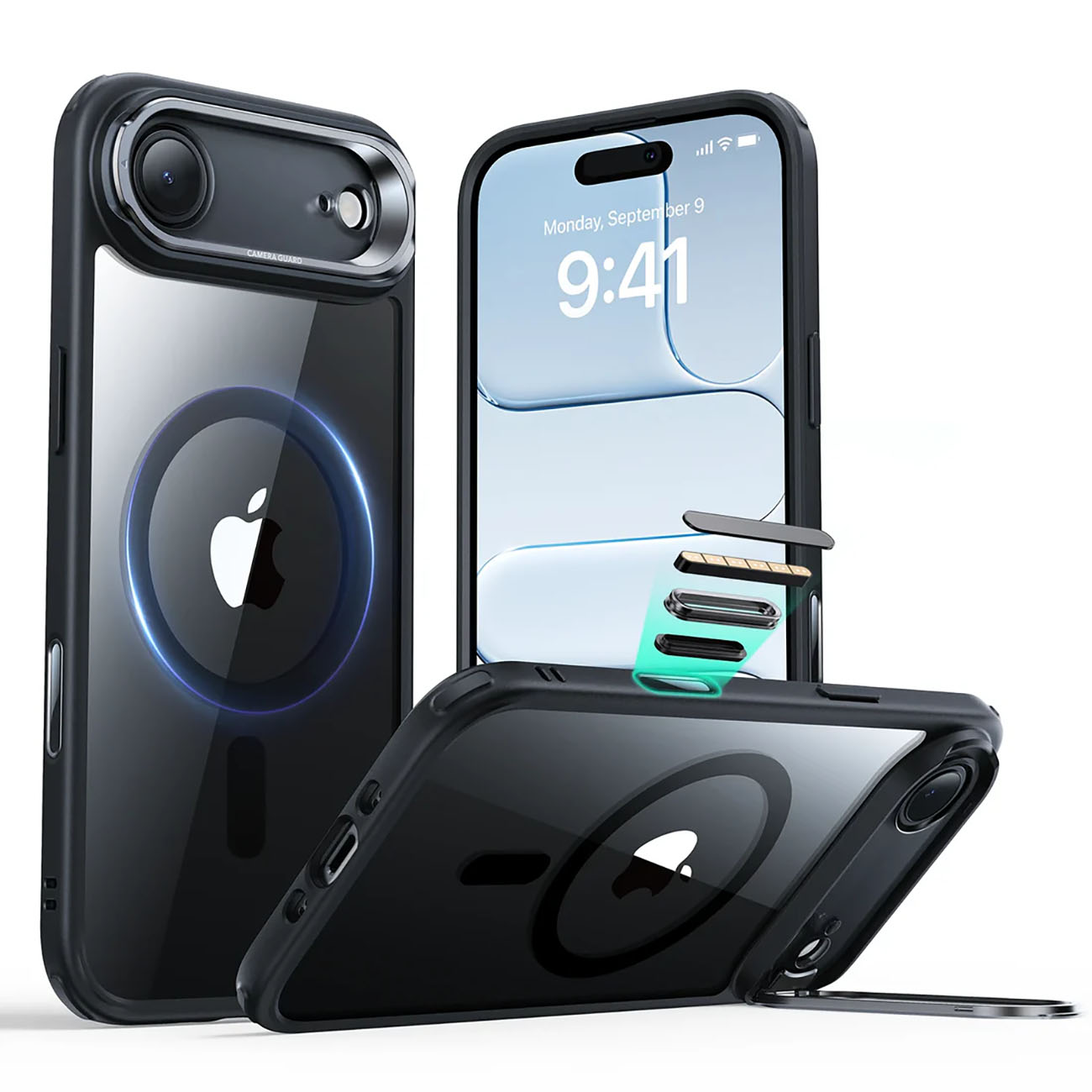 ESR Case for iPhone 17 Air / Built-in Stand / MagSafe / Drop-Resistant / Clear Black