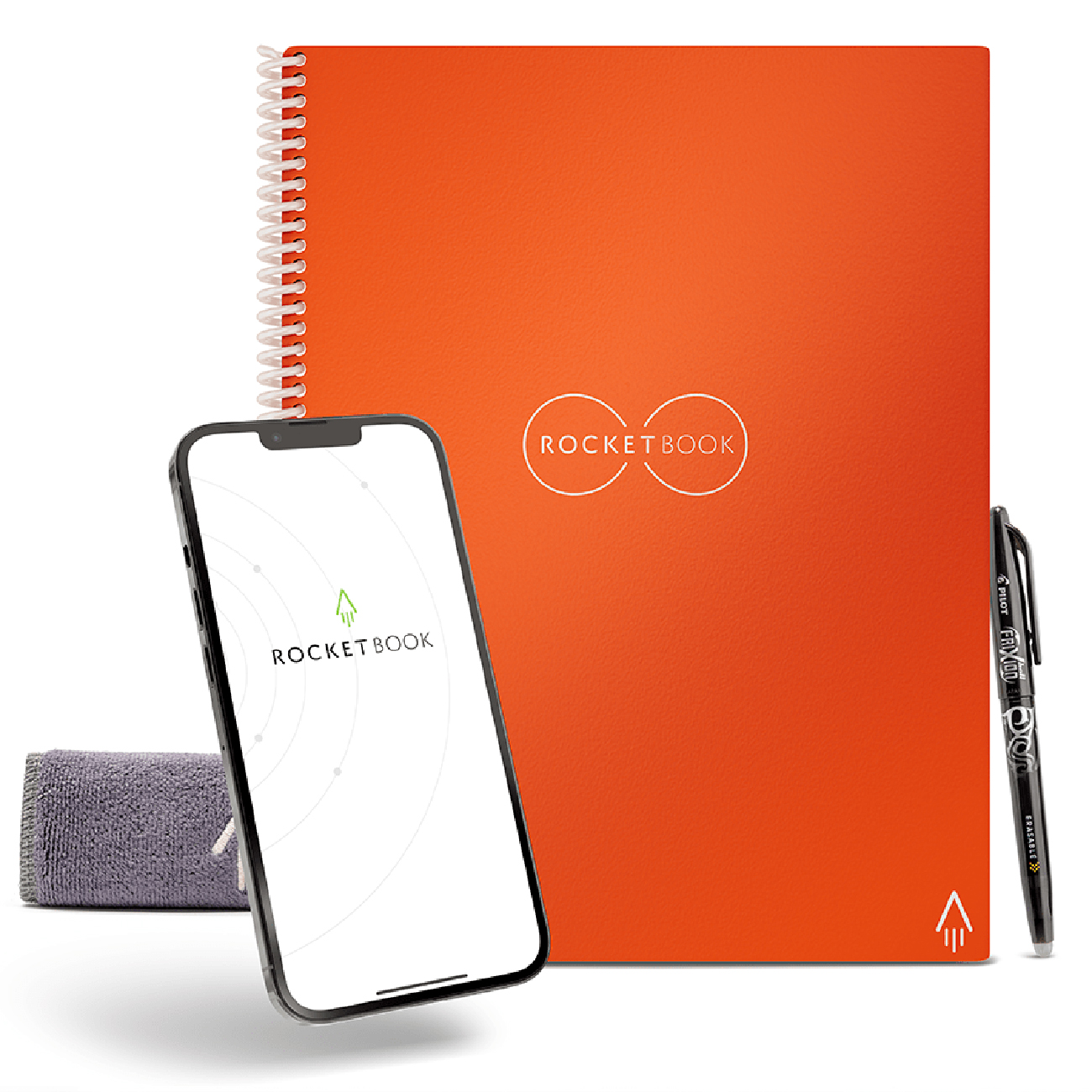 Rocketbook Core Smart Notebook / Reusable / Includes Pen / Size 8.8 x 6 inches / Beacon Orange