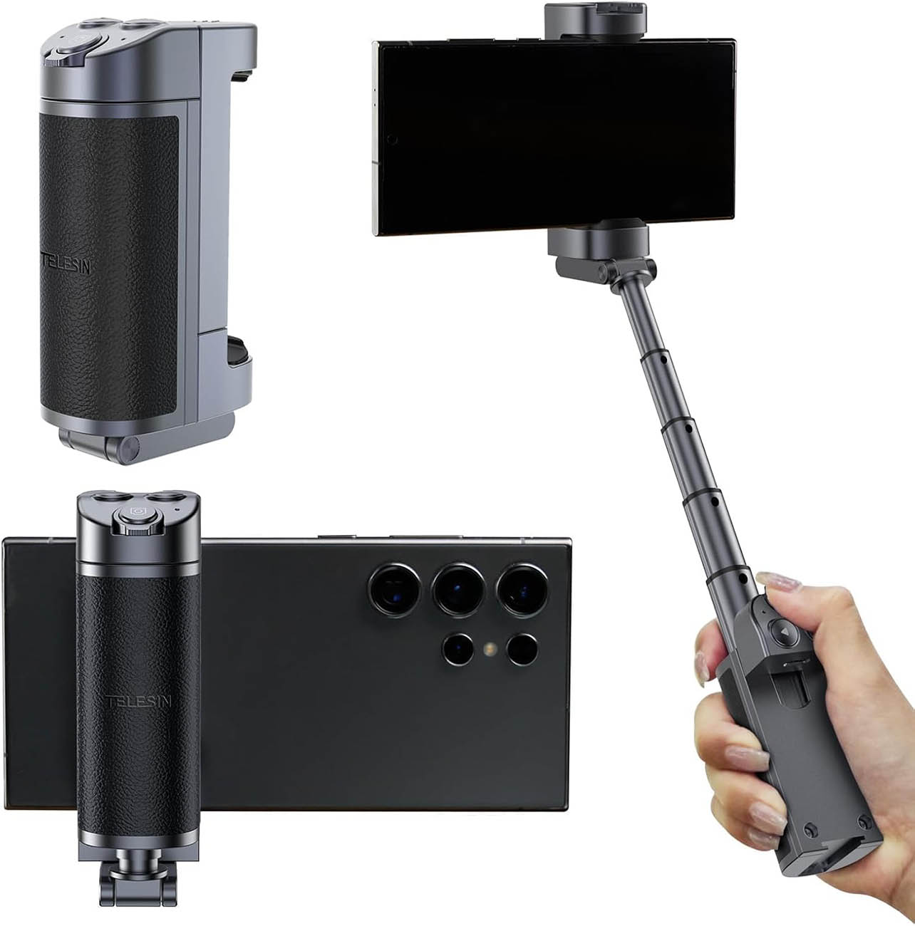Telesin Grip + Tripod Stand / Built-in Selfie Stick / Foldable / Includes Remote Control