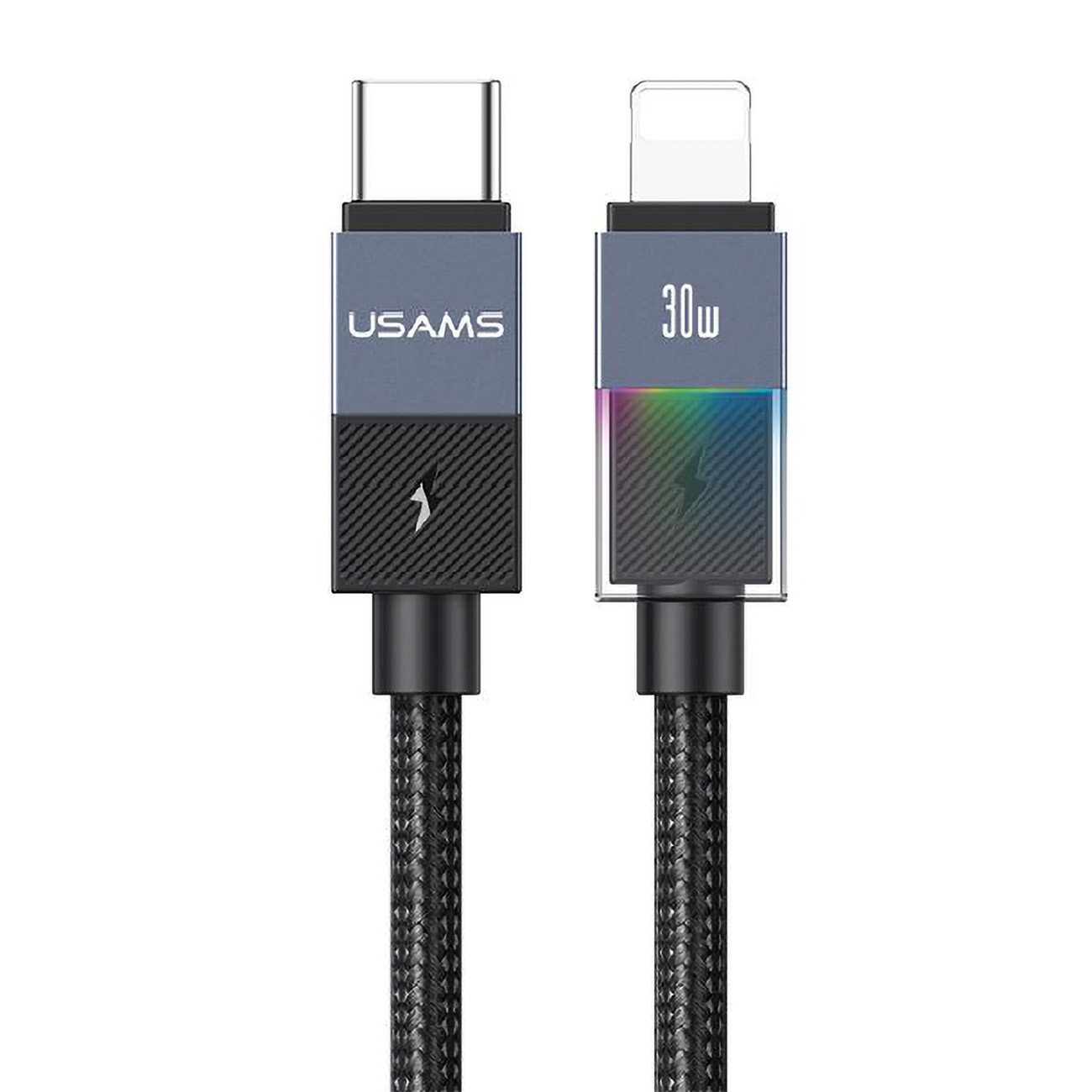Usams Type-C to Lightning Cable / 30W Power / 1.2 Meter Length / Black