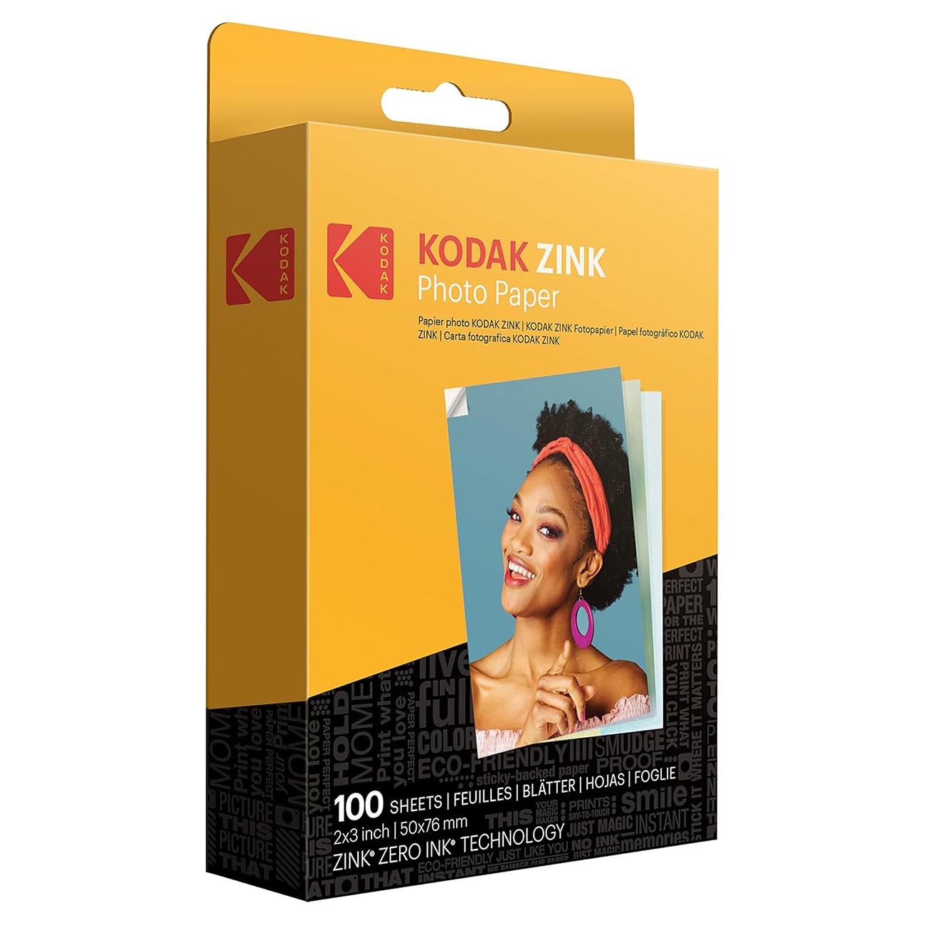 ورق اضافي Kodak ZINK / حجم 2x3 انش / مع لاصق مدمج / 100 ورقة 