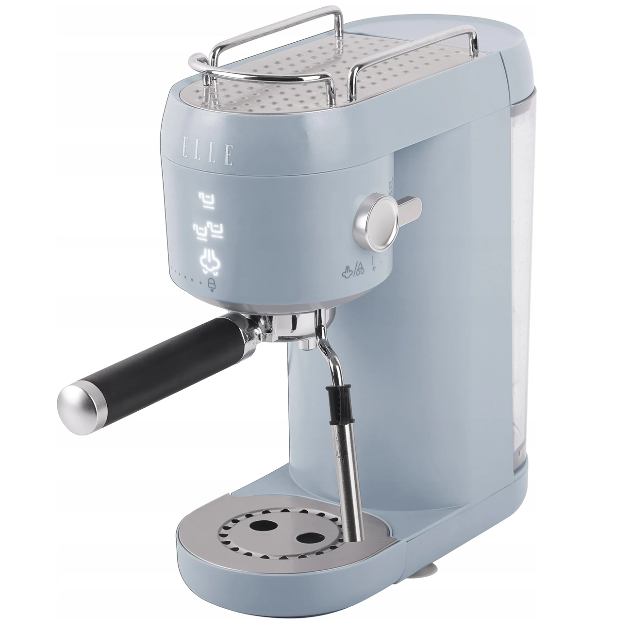 Elle Panache Coffee Machine / 1L / Steam Wand / Touch Button / Ground Coffee Support / Light Blue
