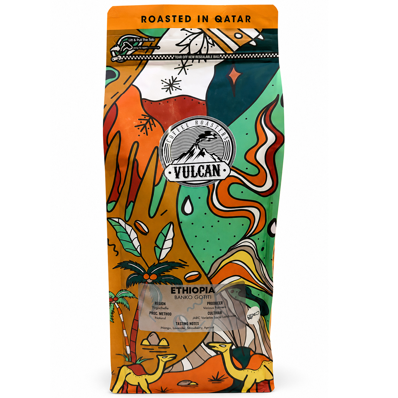 Vulcan Roastery Ethiopian Banko Gotiti Coffee Beans / Specially Made For Espresso / 1Kg