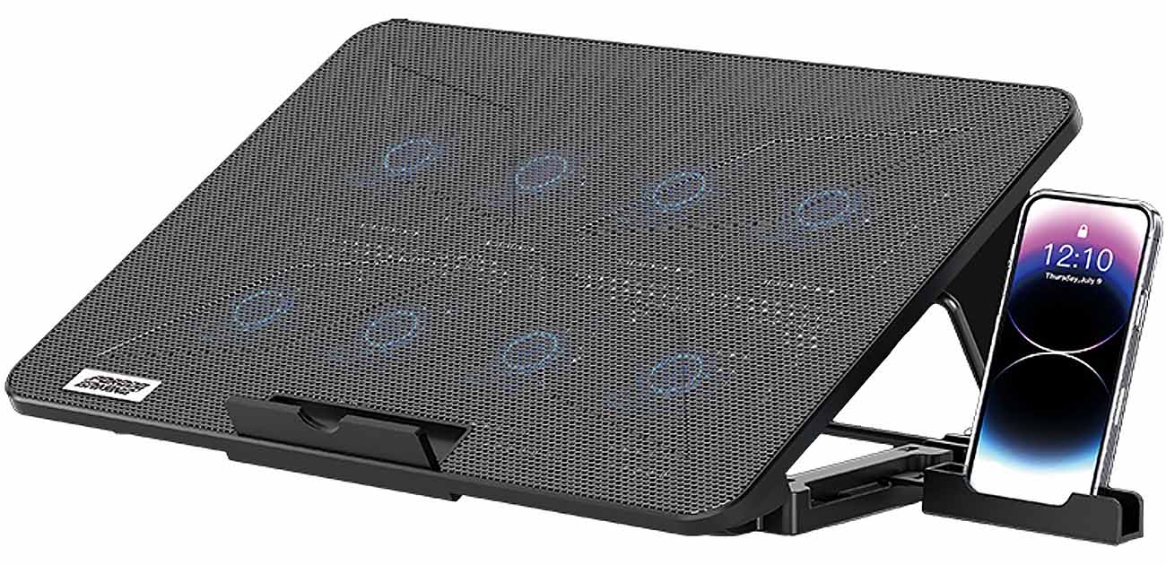 Porodo Laptop Cooling Pad / With Phone Stand / 8 Built-in Fans / Supports up to 16 inch