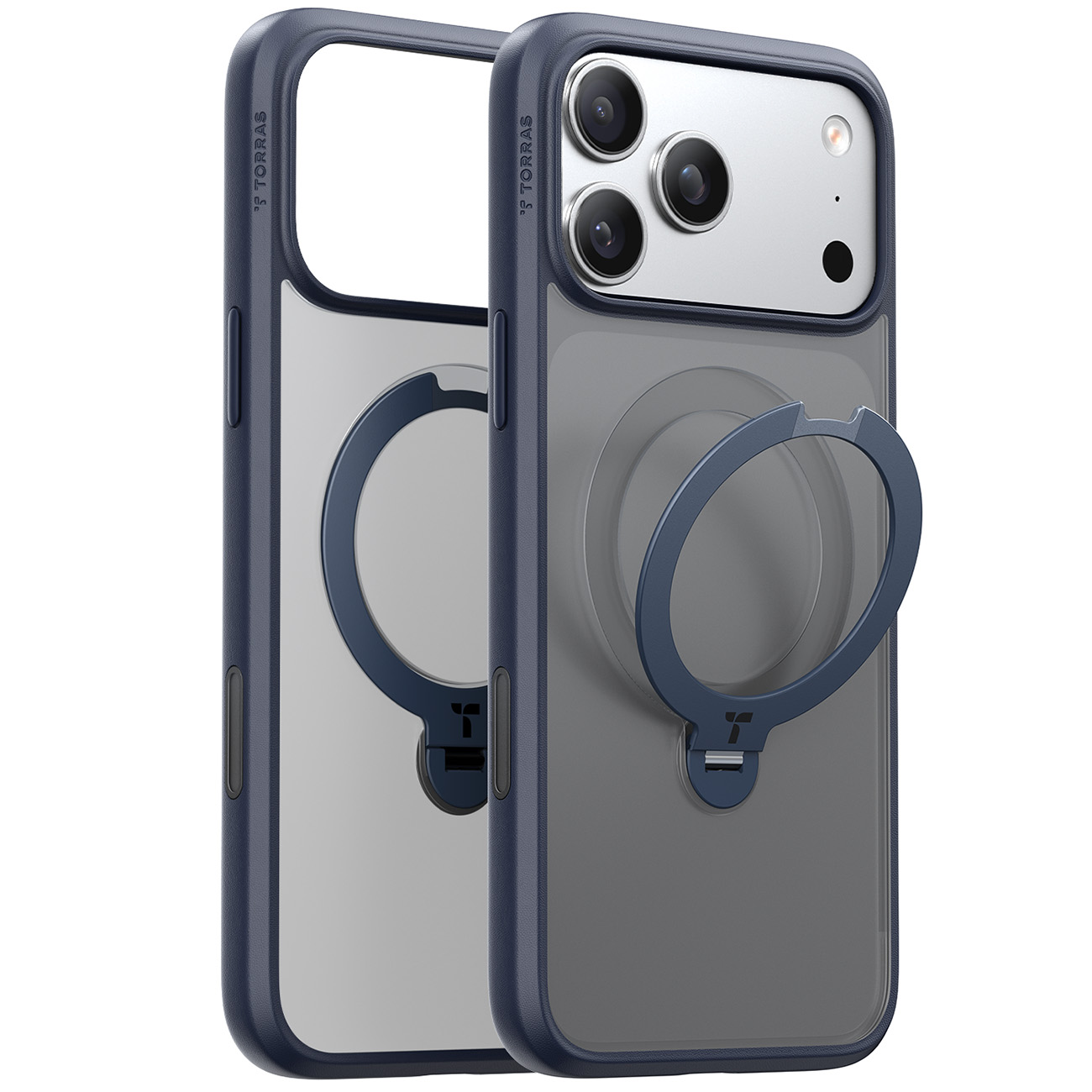 Torras Ostand Spin Case for iPhone 17 Pro / MagSafe Compatible / Built-in Grip / Blue
