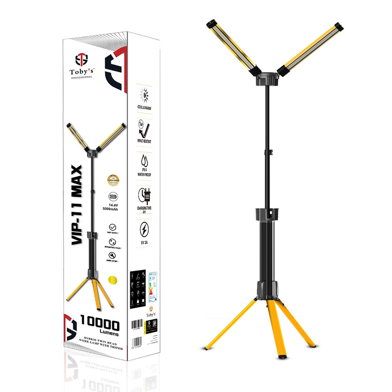 Tobys VIP 11 Max Camping Light / Battery-Operated / with Tripod Stand / Adjustable Height