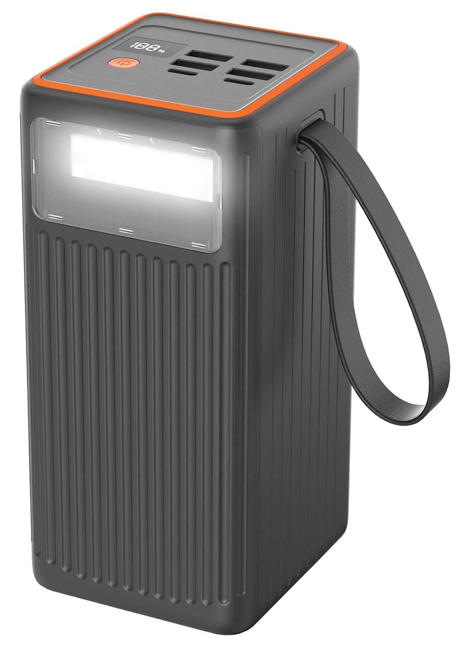 بطارية سعة 60 الف من بورودو / مدخلين تايب سي + 4 مداخل USB / مع فلاش لايت / قوة 65 واط