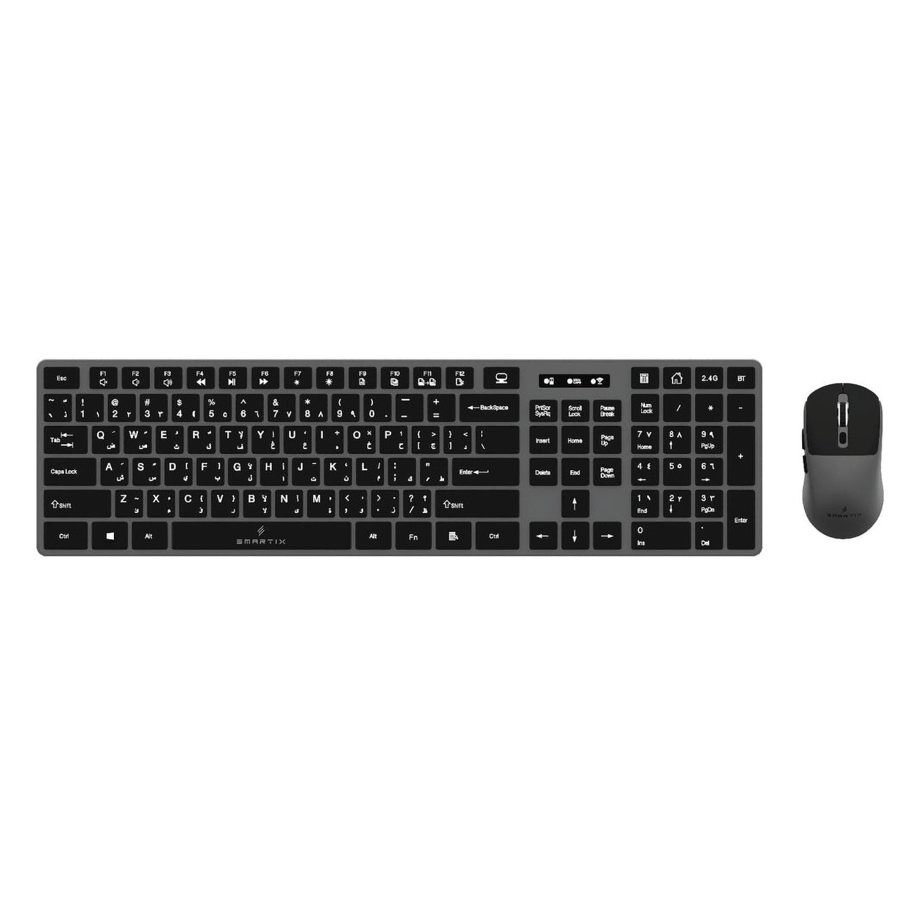 Smartix Wireless Keyboard & Mouse Set / 1600 DPI / Ergonomic Design / English & Arabic Layout